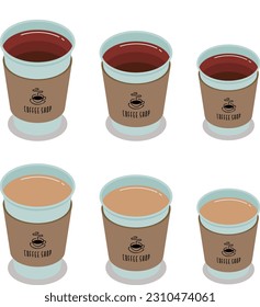 Isométrica ilustración vectorial del té y el té de leche caliente