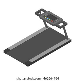Isometric vector illustration of treadmill machine isolated on white. Sports equipment. 
