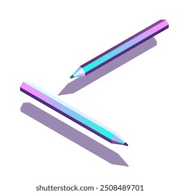 Ilustración vectorial isométrica de dos lápices