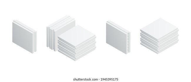 Isometric vector illustration wall gypsum board isolated on white background. Realistic construction block icon in flat cartoon style. Tongue-and-groove plaster plate. Building, construction material.