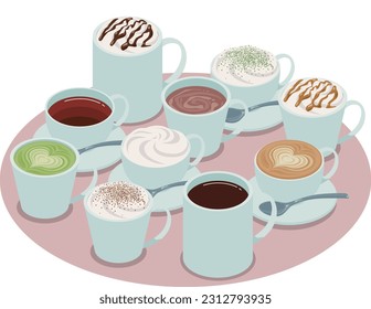 Isometric vectorial ilustración de una bebida caliente de café