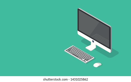 Isometric vector illustrations of Desktop PC.