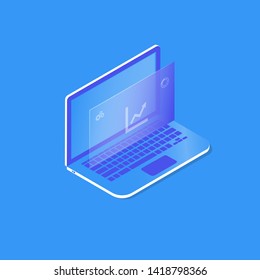 Isometric vector ilustration flat notebook infographic 3d. Isometric laptop