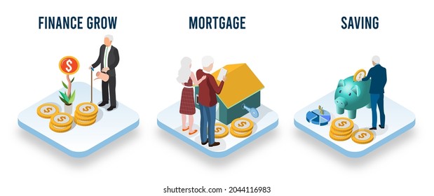 Isometric vector image Business Concept Financial, Mortgage, Saving 