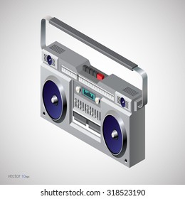 isometric vector image of a classic boombox