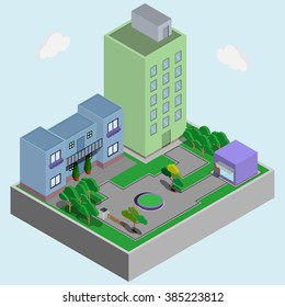 Isometric vector image of a modern city.