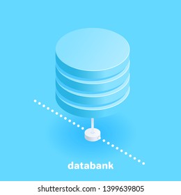 isometric vector image on a blue background, drive icon hard disk for databases