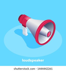 isometric vector image on a blue background, business loudspeaker icon, web and seo attraction