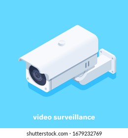 isometric vector image on a blue background, street surveillance camera