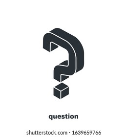 isometric vector image on a white background, black question mark icon