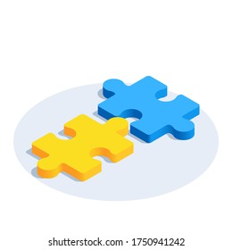 isometric vector image on a white background, icon of puzzle pieces