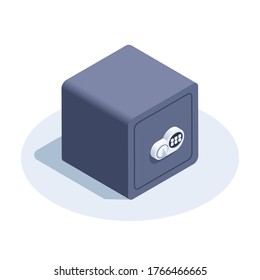 Isometric Vector Image On A White Background, Safe Icon With An Electronic Combination Lock