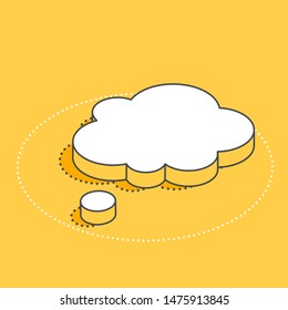 isometric vector image on a yellow background, white spoken bubble icon