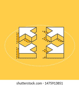 isometric vector image on a yellow background, four arrows pointing in different directions, expanding the scope