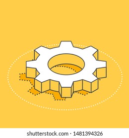 isometric vector image on a yellow background, gear icon, settings for the application