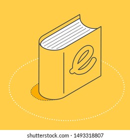 isometric vector image on a yellow background, electronic book, digital library