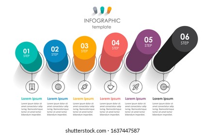 Isometric vector Infographic design with icons and 6 options or steps. Infographics for business concept. Can be used for presentations banner, workflow layout, process diagram, flow chart, info graph