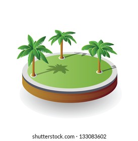 Isometric Vector Island On A White Background