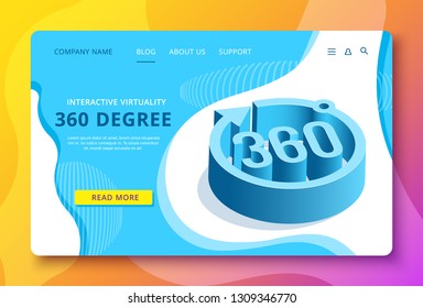 isometric vector landing image, 360 degrees view