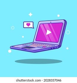 Isometric vector laptop cartoon illustration. Laptop vector on flat design style. Good for a Workspace mascot, Office Icon, emoticons, sticker.
