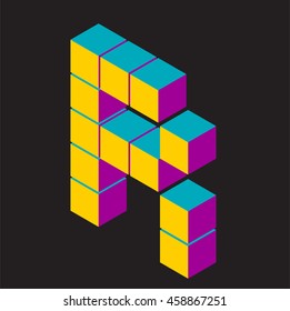 isometric vector letter r