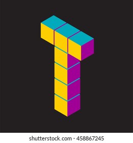 isometric vector letter t