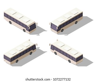 Isometric vector low poly city bus.