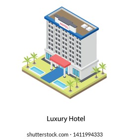 
Isometric vector of luxury hotel architecture 
