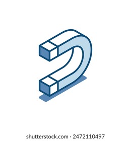 isometric vector magnet linear icon, in color on white background, attraction force or seo