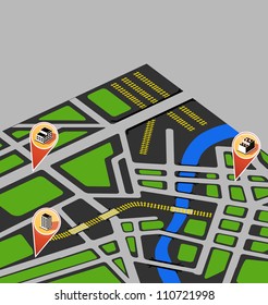 Isometric vector map of city