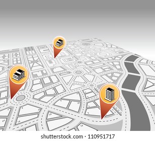 Isometric Vector Map Of City