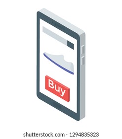Isometric vector, mobile shopping icon