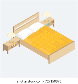 isometric vector modern bedroom model. Modern interior design. Stock vector