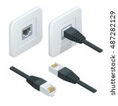 Isometric Vector network socket icon. LAN cable network internet.