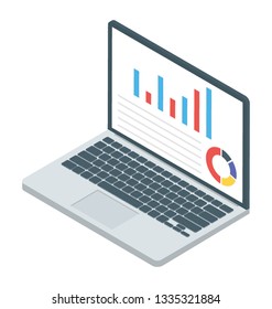 Isometric vector of online analytics icon 