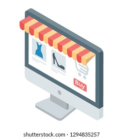 Isometric vector, online shopping icon