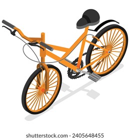 isometric vector of an orange bicycle face direction is ideal for infographics, presentations, websites, or any project that needs a touch of cycling 