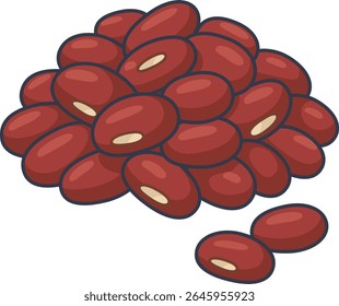 Isometric vector of red beans in a pile. Commonly used in sweet and savory Asian cuisine.