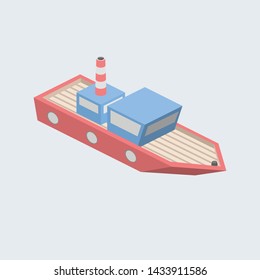 Isometric vector red ship illustration