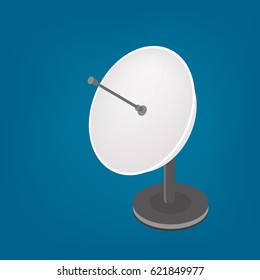 Isometric vector Satellite antenna icon. Satellite broadcasting dish flat design. - stock vector
