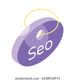 An isometric vector of seo tag in modern style, editable icon