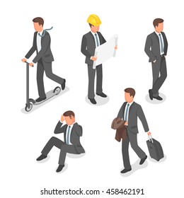 Isometric vector set of businessmen. 