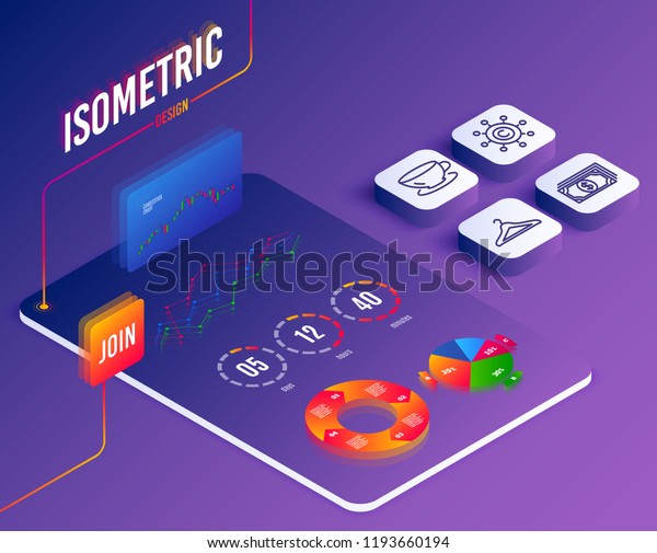 Isometric Vector Set Espresso Payment Copywriting Stock Vector