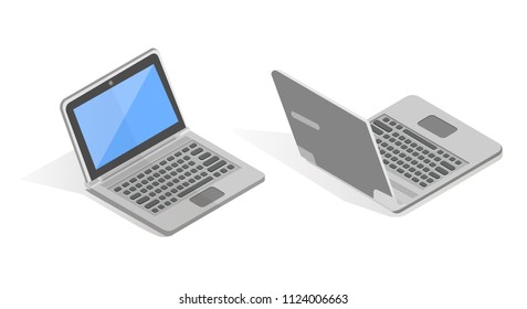 Isometric vector set of laptop. 3d devices isolated modern computer vector illustration.