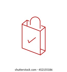 isometric vector shopping bag Icon