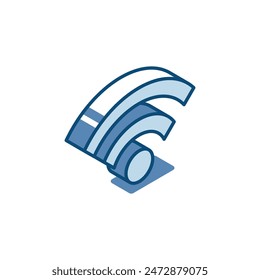 Icono lineal de señal de Vector isométrico, en color sobre fondo blanco, conexión inalámbrica o tecnología