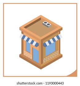 Isometric vector store building icon