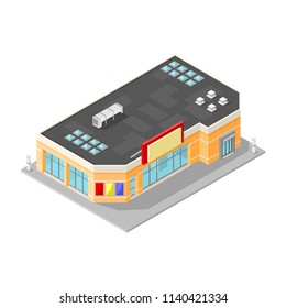 Isometric Vector Store Business Icon.

Large commercial Mall building.