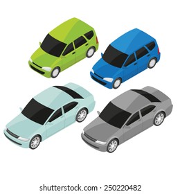 Isometric Vector Style Family minivan