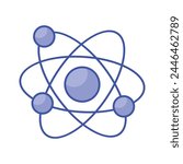 An isometric vector style of quantum physics, atom icon design